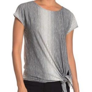 Max Studio Knotted Hem Striped Tee XS